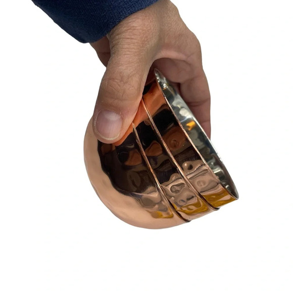 Three little copper colored hammered bowls - Picture 3 of 4